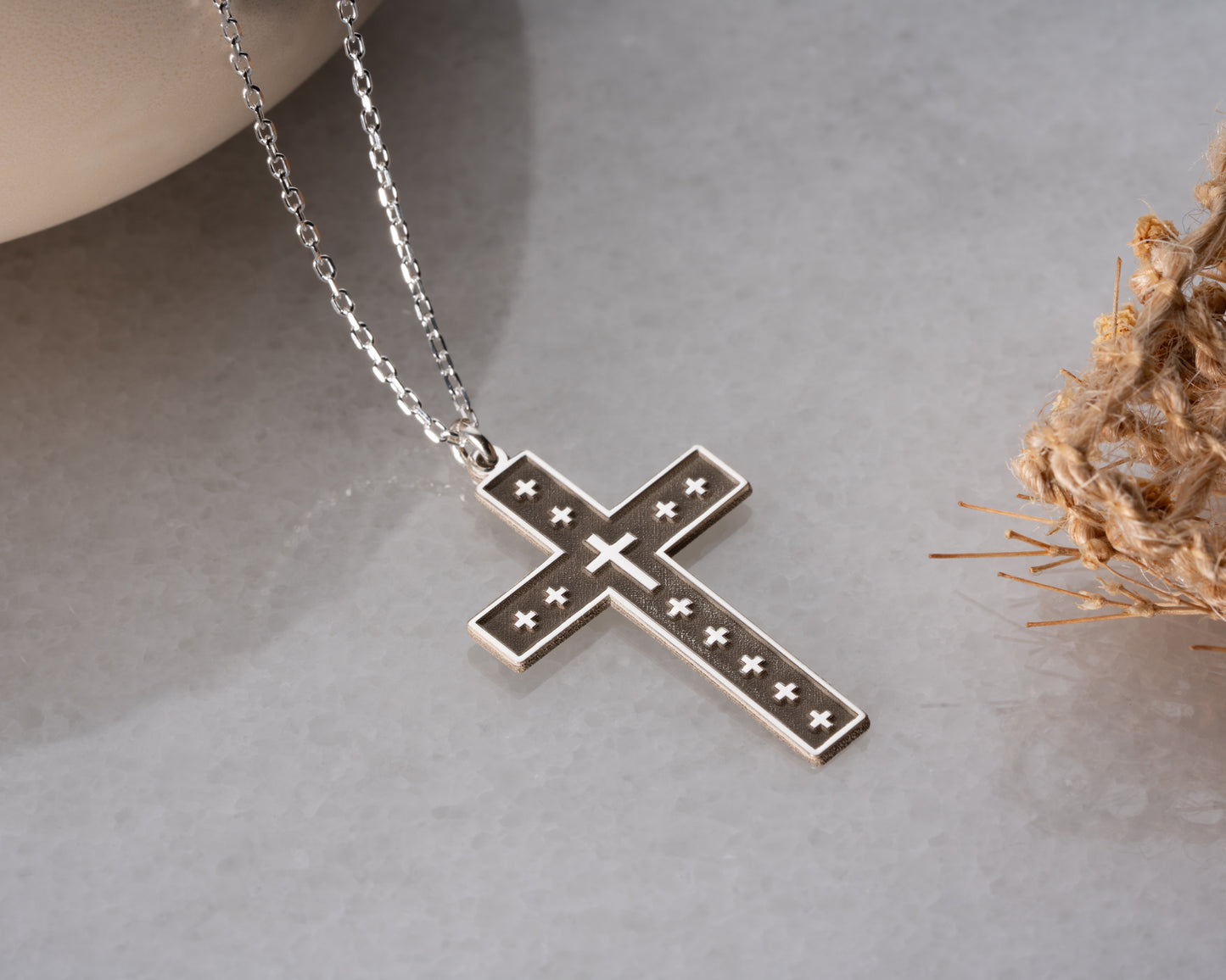 Studded cross pendant necklace