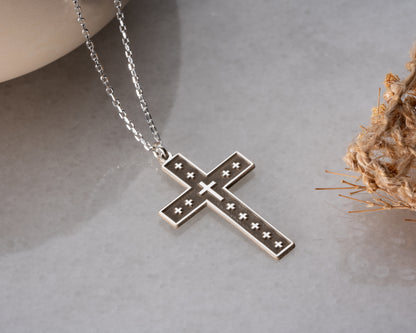 Studded cross pendant necklace