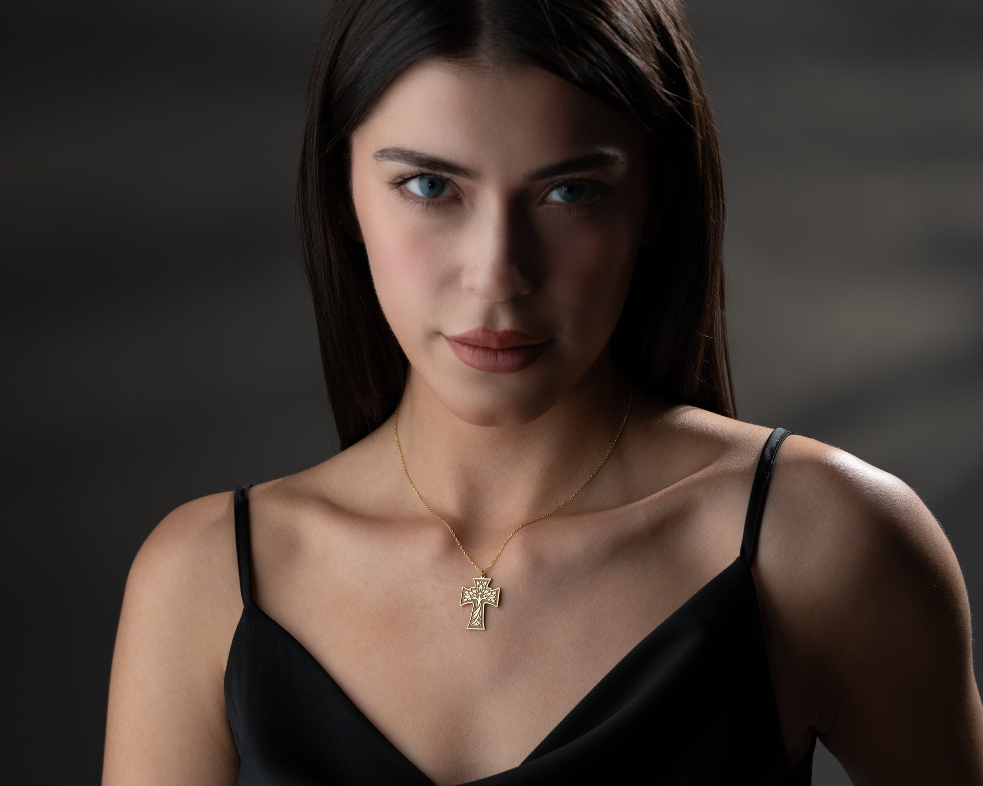 Tree of life cross necklace pendant