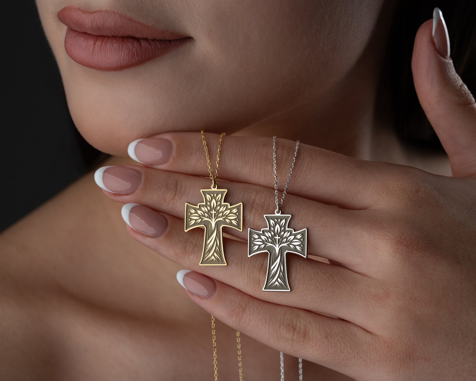Tree of life cross necklace pendant