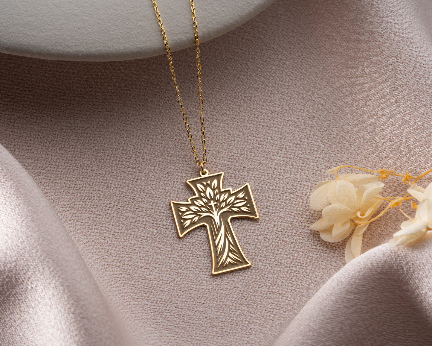 Tree of life cross necklace pendant