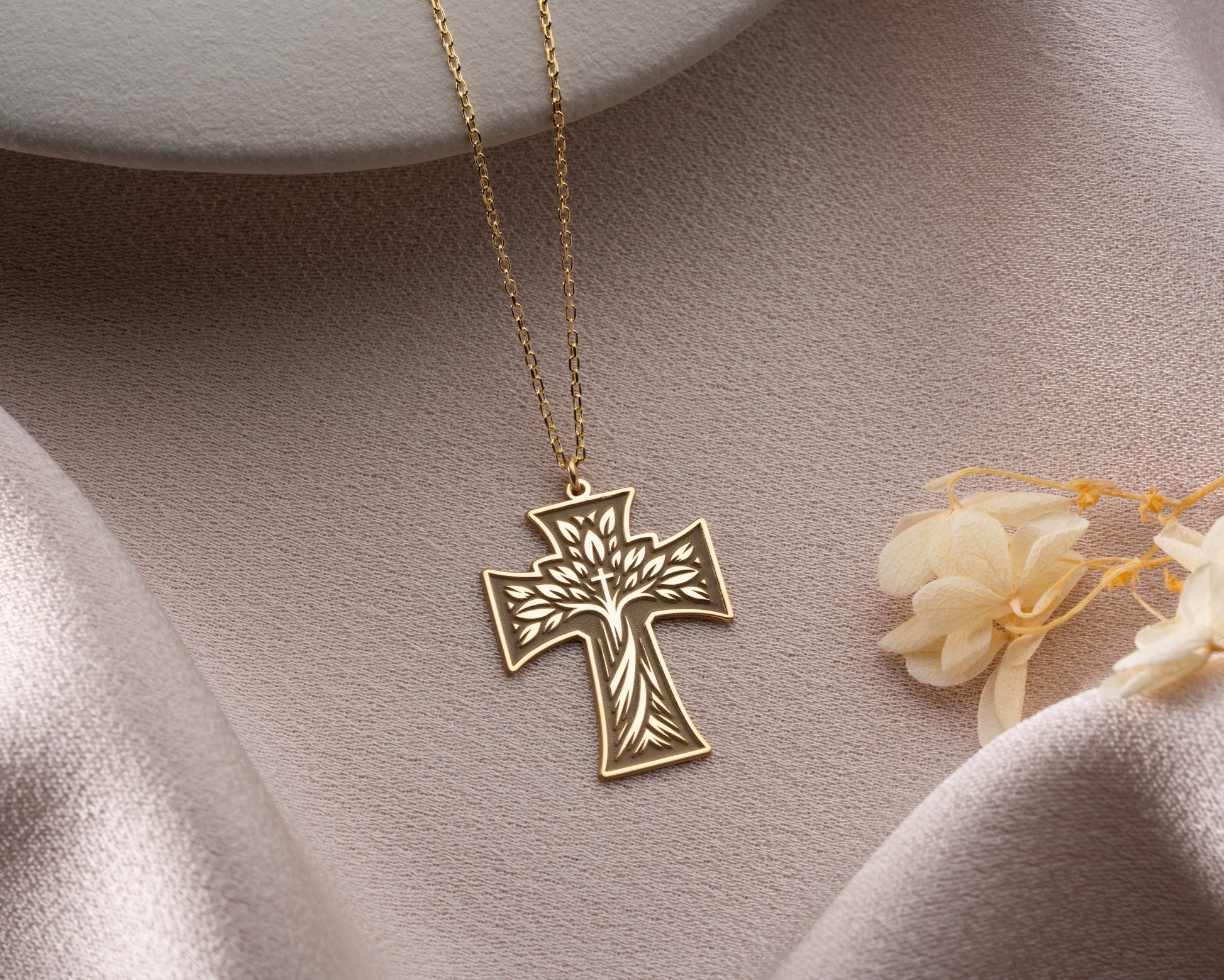 Tree of life cross necklace pendant