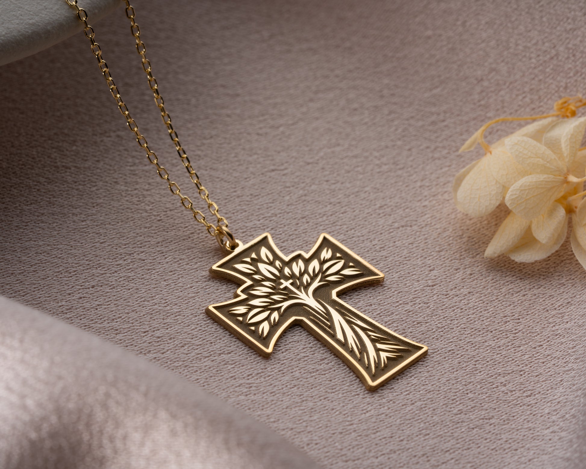Tree of life cross necklace pendant