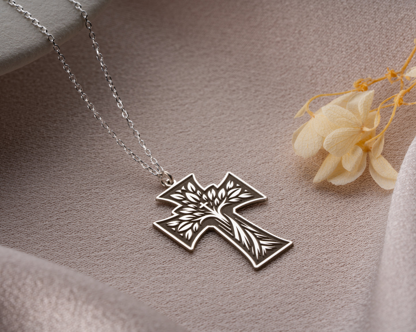 Tree of life cross necklace pendant