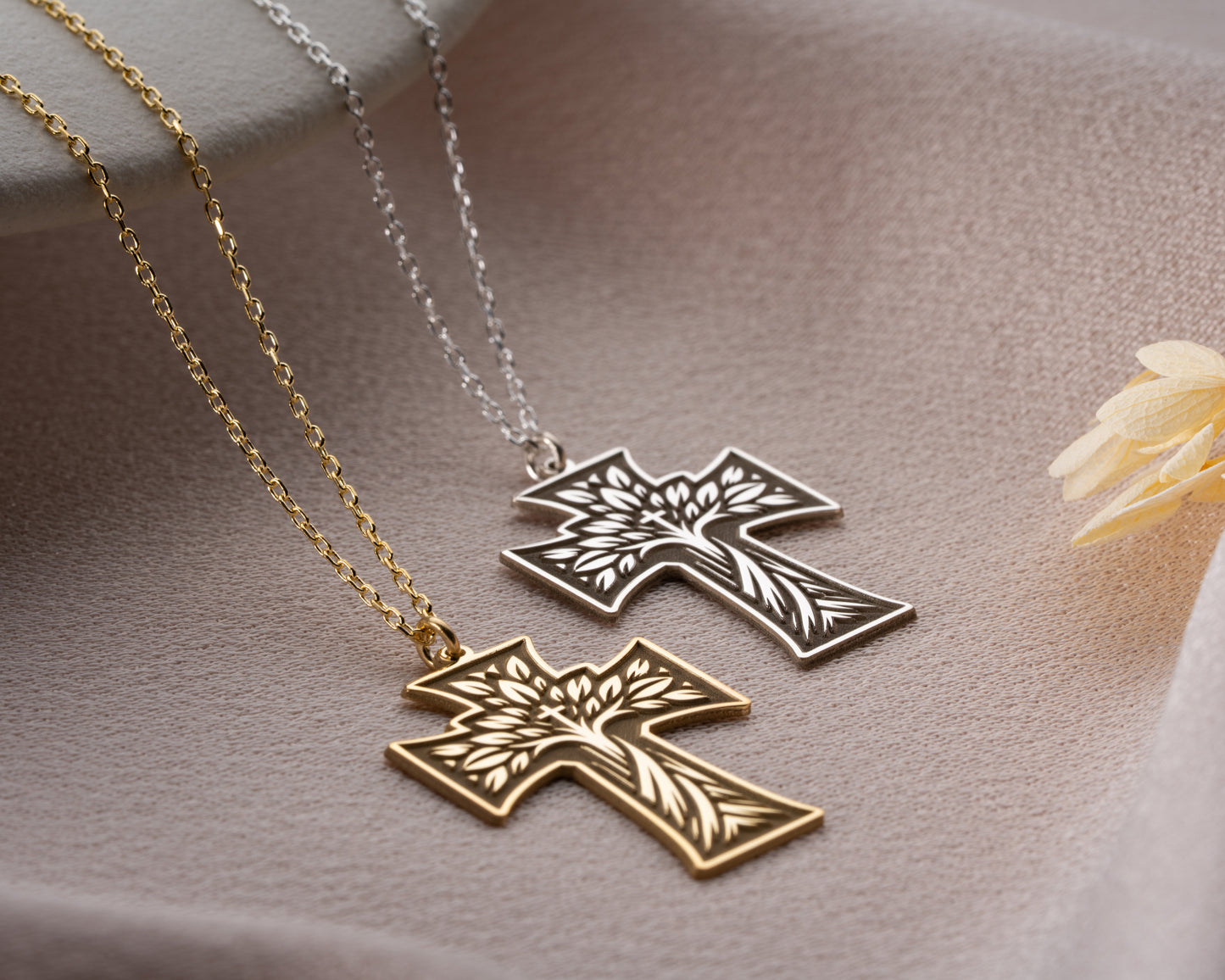 Tree of life cross necklace pendant