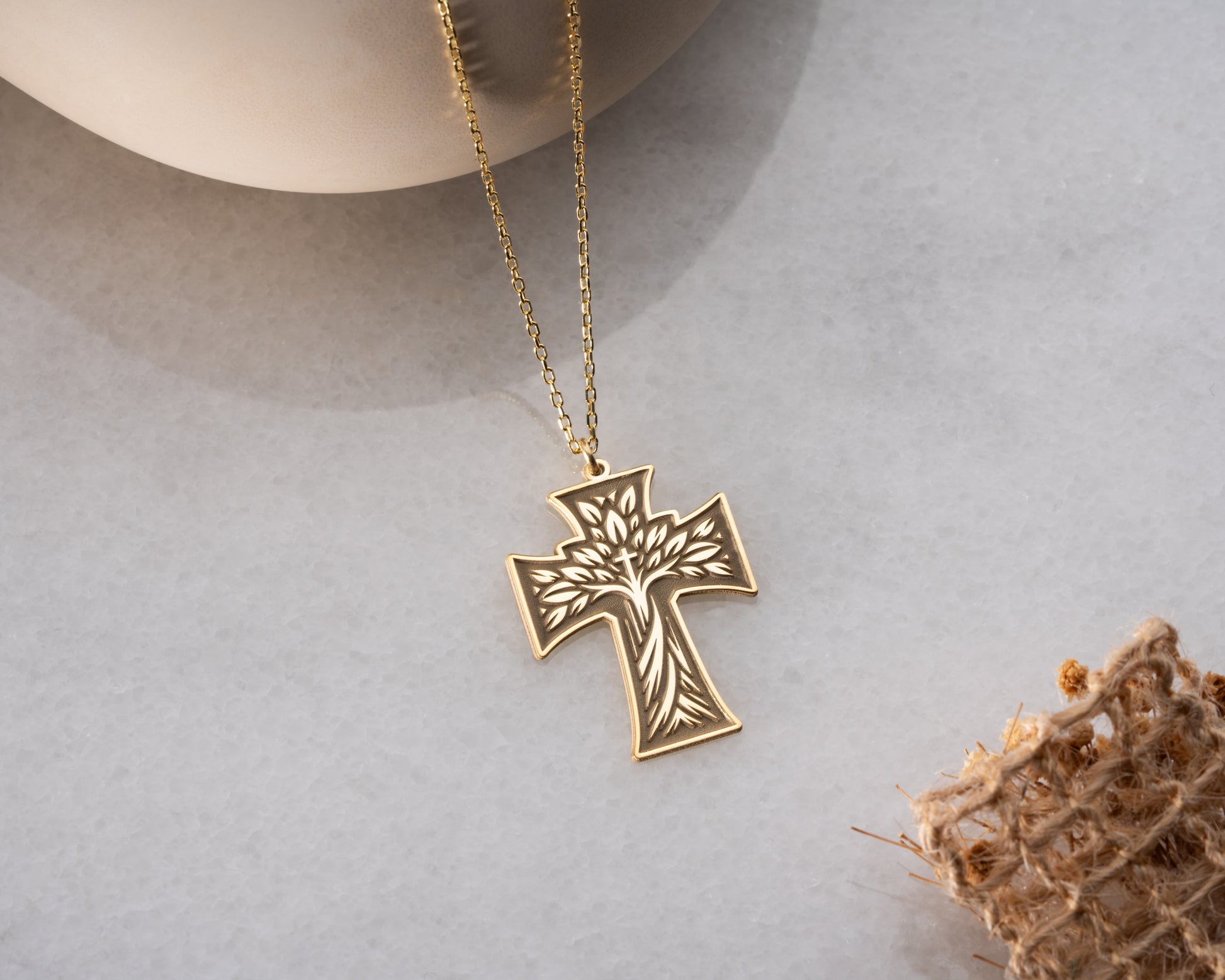 Tree of life cross necklace pendant