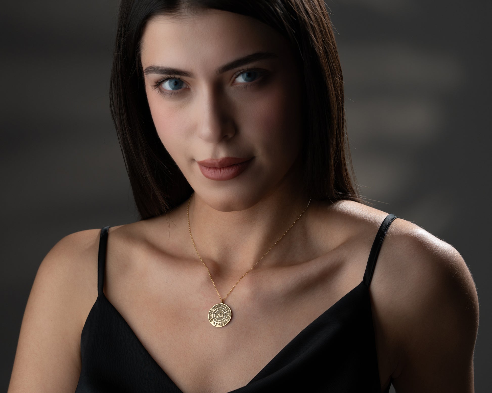 Zodiac wheel celestial pendant necklace