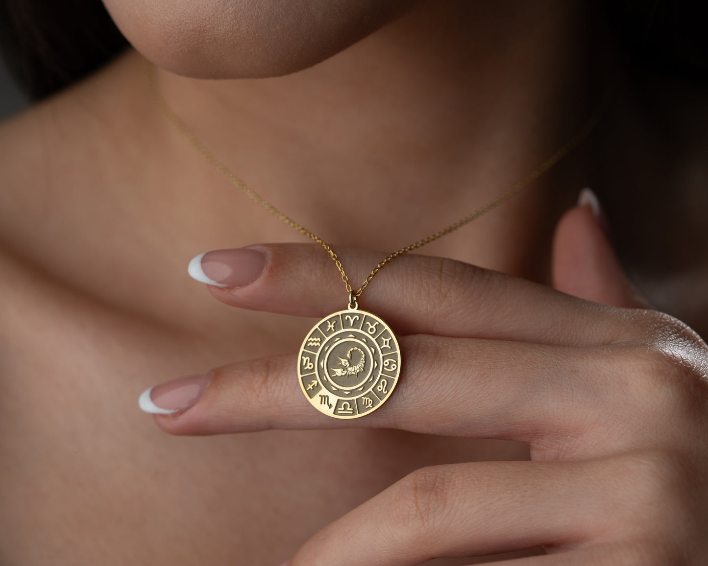 Zodiac wheel celestial pendant necklace