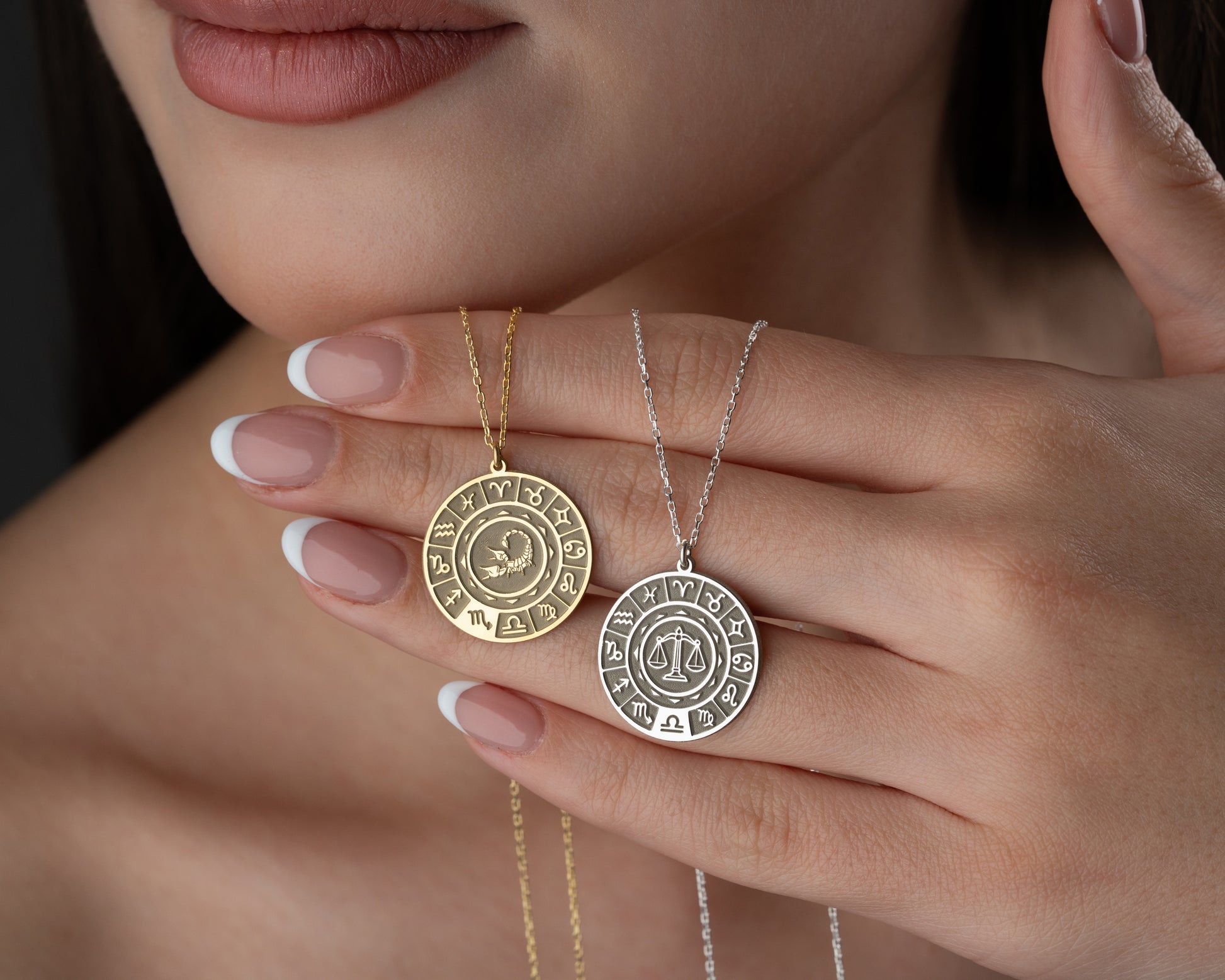 Zodiac wheel celestial pendant necklace